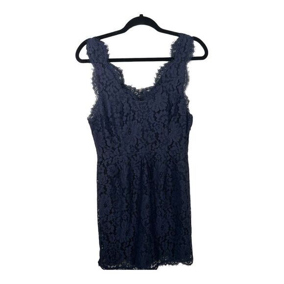 Joie Rori Scalloped Eyelet Lace Mini Cocktail Dress in Navy Blue Size Sm… - Picture 2 of 8